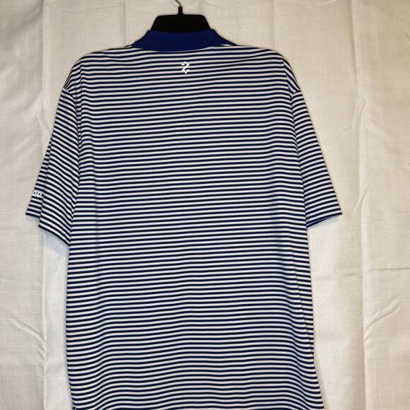 IZOD PerformX Golf Blue White Striped Polo Shirt Size L Performance - Picture 2 of 6